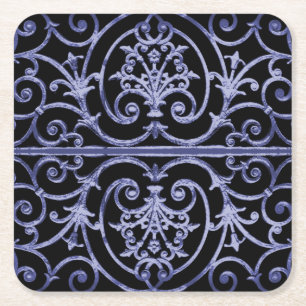 Dessous De Verre Carré Motif de défilement Indigo