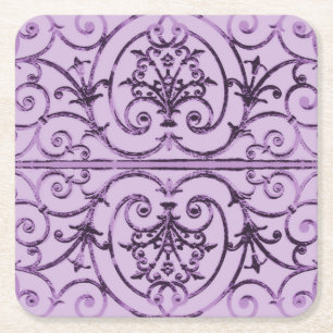 Dessous De Verre Carré Motif de défilement Lilac
