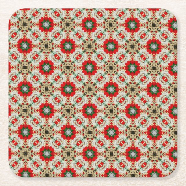 Dessous De Verre Carré Motif de dentelle de Noël (Devant)