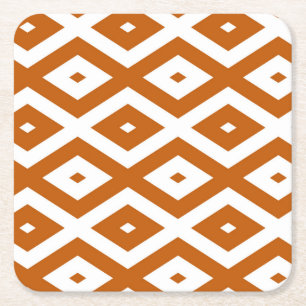 Dessous De Verre Carré Motif de diamant orange et blanc brûlé