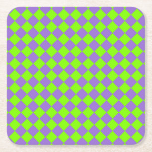 Dessous De Verre Carré Motif de diamant Purple Green Checker