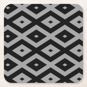 Dessous De Verre Carré Motif de diamants gris et noir