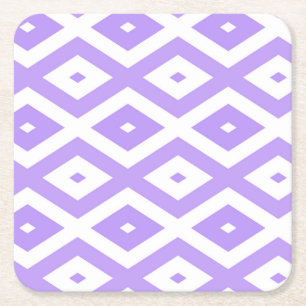 Dessous De Verre Carré Motif de diamants violet et blanc