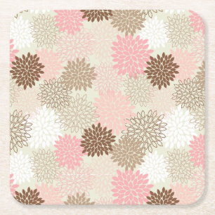 Dessous De Verre Carré Motif De FEMME Rose Et Brown