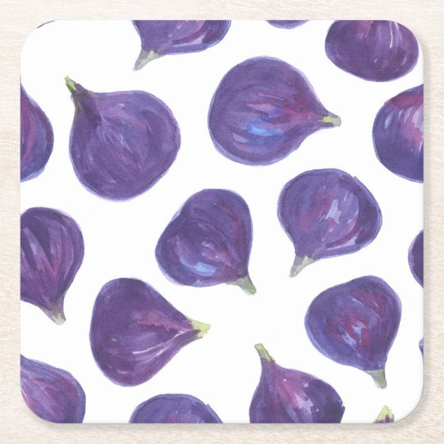 Dessous De Verre Carré Motif de figues aquarelle (Devant)