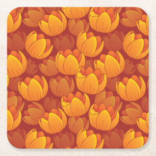Dessous De Verre Carré Motif de fleur d'or