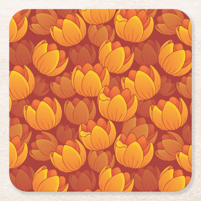 Dessous De Verre Carré Motif de fleur d'or (Devant)