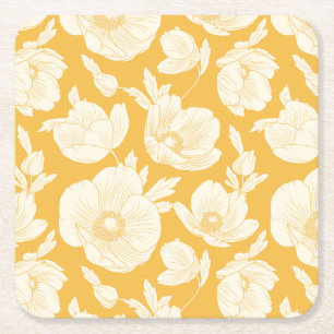 Dessous De Verre Carré Motif de fleur d'or