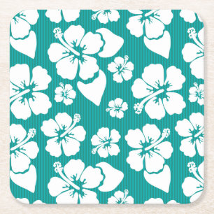 Dessous De Verre Carré Motif de fleur hawaïen de ketmie