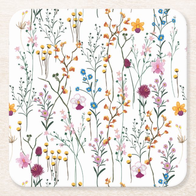 Dessous De Verre Carré Motif de fleur sauvage d'été (Devant)