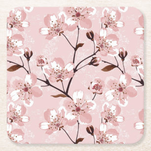 Dessous De Verre Carré Motif de fleurs de fleurs de cerisier