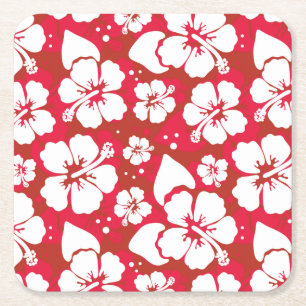 Dessous De Verre Carré Motif de fleurs de ketmie
