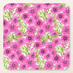 Dessous De Verre Carré Motif de fleurs pétunia rose
