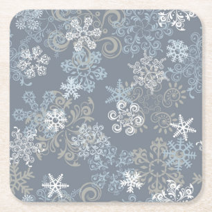 Dessous De Verre Carré Motif de flocon de neige