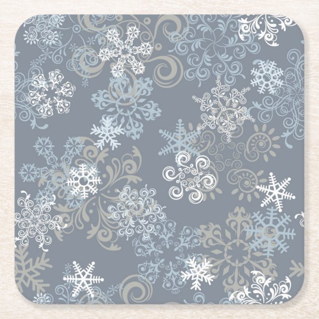 Dessous De Verre Carré Motif de flocon de neige (Devant)