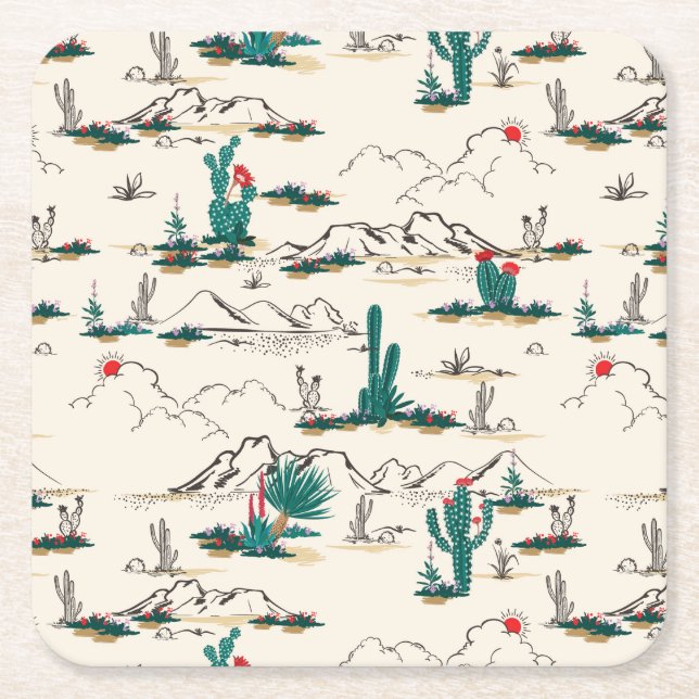 Dessous De Verre Carré Motif de floraison de Succulents (Devant)