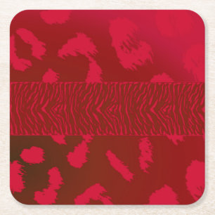 Dessous De Verre Carré Motif de fourrure d'animal rouge