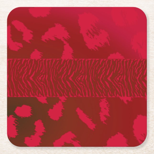 Dessous De Verre Carré Motif de fourrure d'animal rouge (Devant)