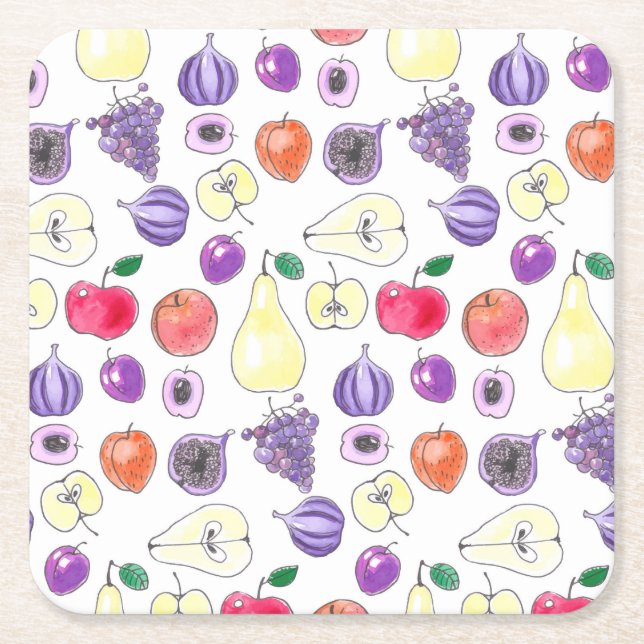 Dessous De Verre Carré Motif de fruits (Devant)