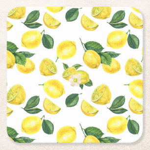 Dessous De Verre Carré Motif de fruits aux citrons jaunes