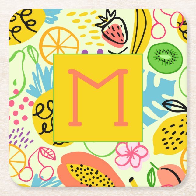 Dessous De Verre Carré Motif de fruits moderne (Devant)