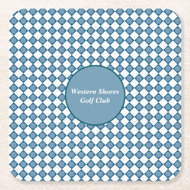 Dessous De Verre Carré Motif de golf Argyle bleu (Devant)
