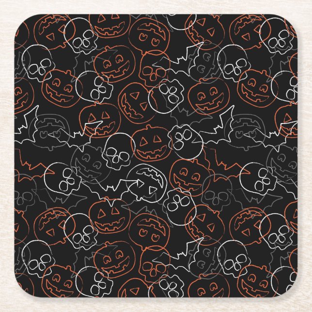 Dessous De Verre Carré Motif de Halloween (Devant)