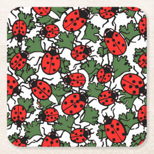 Dessous De Verre Carré Motif de Ladybug Art nouveau