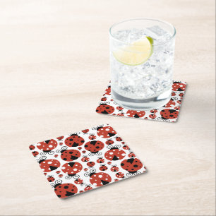 Dessous De Verre Carré Motif De Ladybugs, Mignons Ladybugs, Red Ladybugs