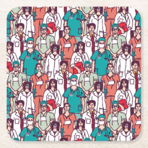 Dessous De Verre Carré Motif de médecin et de chirurgien