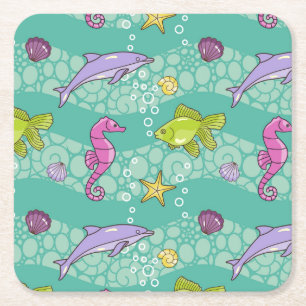 Dessous De Verre Carré Motif de mer d'été