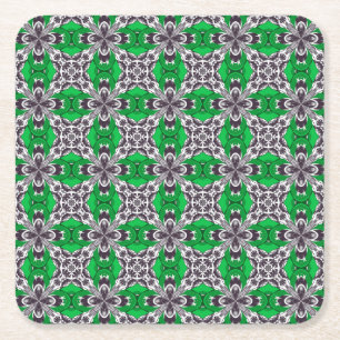 Dessous De Verre Carré Motif de mosaïque verte et blanche