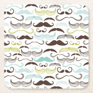 Dessous De Verre Carré Motif de moustache, rétro style 2