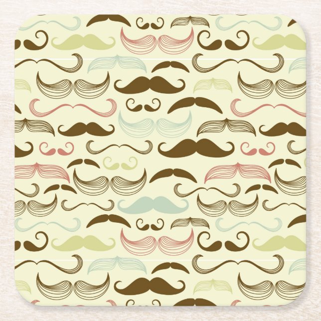 Dessous De Verre Carré Motif de moustache, rétro style 4 (Devant)