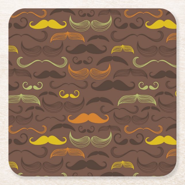 Dessous De Verre Carré Motif de moustache, rétro style 5 (Devant)
