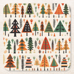 Dessous De Verre Carré Motif de Noël d'art populaire scandinave
