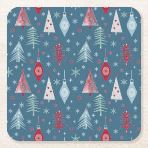 Dessous De Verre Carré Motif de Noël d'hiver.