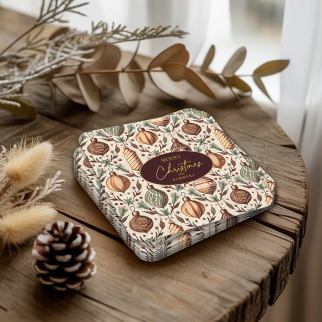 Dessous De Verre Carré Motif de Noël Earth Tones #12 ID1009 (Créateur téléchargé)