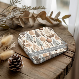 Dessous De Verre Carré Motif de Noël Earth Tones #25 ID1009