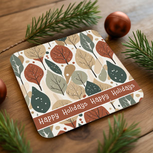 Dessous De Verre Carré Motif de Noël Earth Tones #5 ID1009