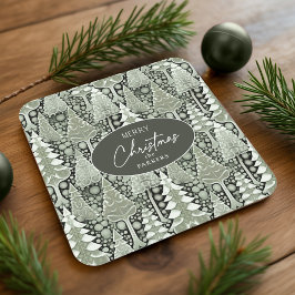 Dessous De Verre Carré Motif de Noël Green Earth #6 ID1009