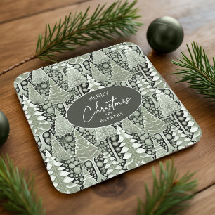 Dessous De Verre Carré Motif de Noël Green Earth #6 ID1009
