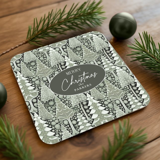 Dessous De Verre Carré Motif de Noël Green Earth #6 ID1009 (Créateur téléchargé)