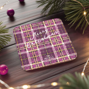 Dessous De Verre Carré Motif de Noël Magenta Gold n° 7 ID1009