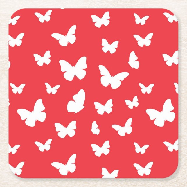 Dessous De Verre Carré Motif de papillon 2 (Devant)