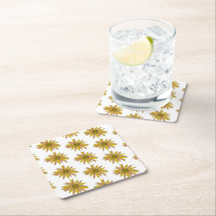 Dessous De Verre Carré Motif de peinture Fleur Jaune marguerite