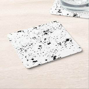Dessous De Verre Carré Motif de peinture noire