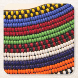 Dessous De Verre Carré Motif de perles tribales Massai