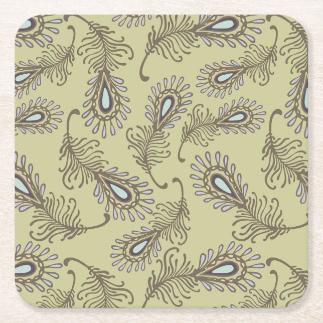 Dessous De Verre Carré Motif de plume (Devant)