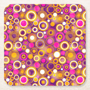 Dessous De Verre Carré Motif de point violet de polka